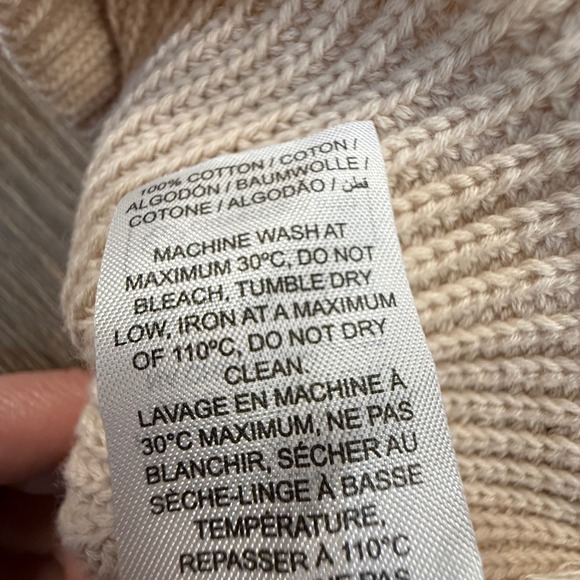 Edikted Chunky Quarter Zip Ribbed Cream Sweater Slouchy Size L Cozy Pullover - Picture 11 of 11